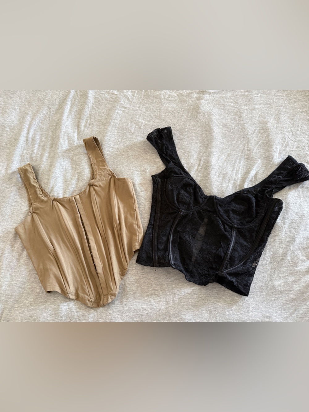 Beige and Black Bustier Tops